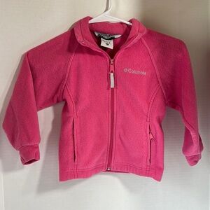 Columbia girls pink fleece zip up jacket pockets size 4/5